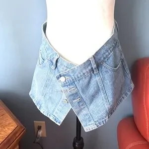 NWT Zara Denim Sash Belt Micro Mini Skirt Jean Cover Up NWT ZARA DENIM SASH BELT MICRO MINI SKIRT COVER UP Sz Small  main image 2